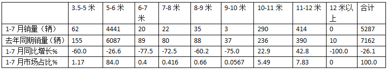 2024年前7月醫(yī)療專(zhuān)用車(chē)：5-6米領(lǐng)跑11-12米領(lǐng)漲，程力/江鈴/福田居前三
